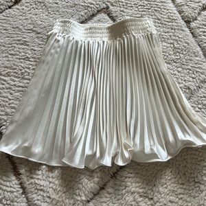 Satin Pleated Mini Skirt Ivory